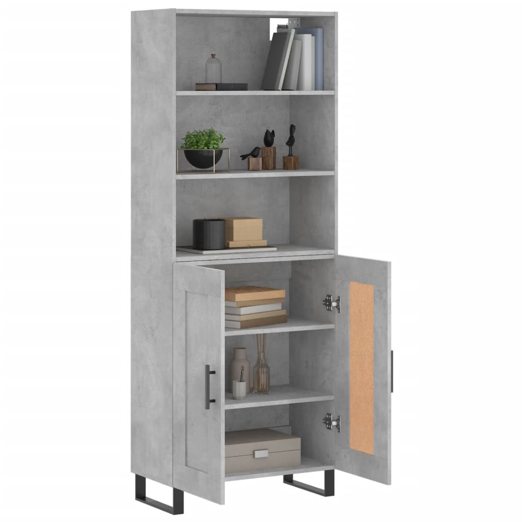 Hoge kast 69,5x34x180 cm bewerkt hout betongrijs
