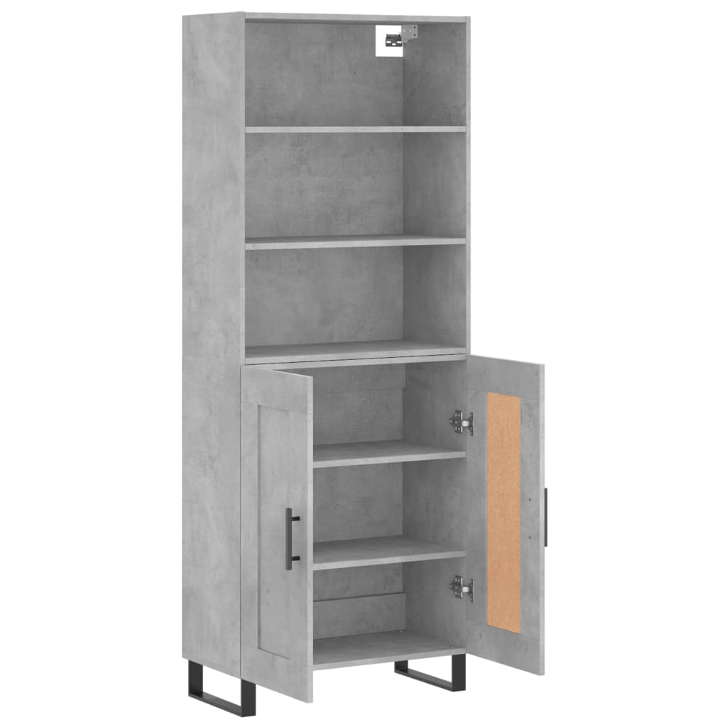 Hoge kast 69,5x34x180 cm bewerkt hout betongrijs