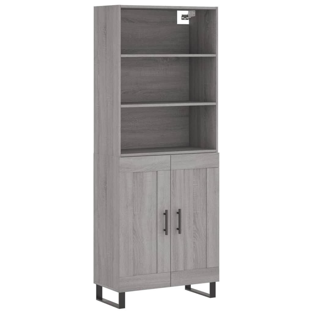 Hoge kast 69,5x34x180 cm bewerkt hout grijs sonoma eikenkleurig