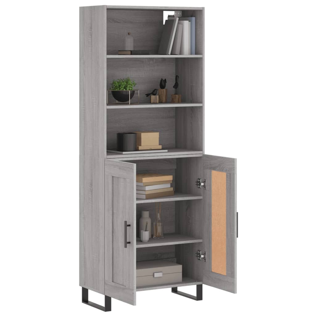 Hoge kast 69,5x34x180 cm bewerkt hout grijs sonoma eikenkleurig