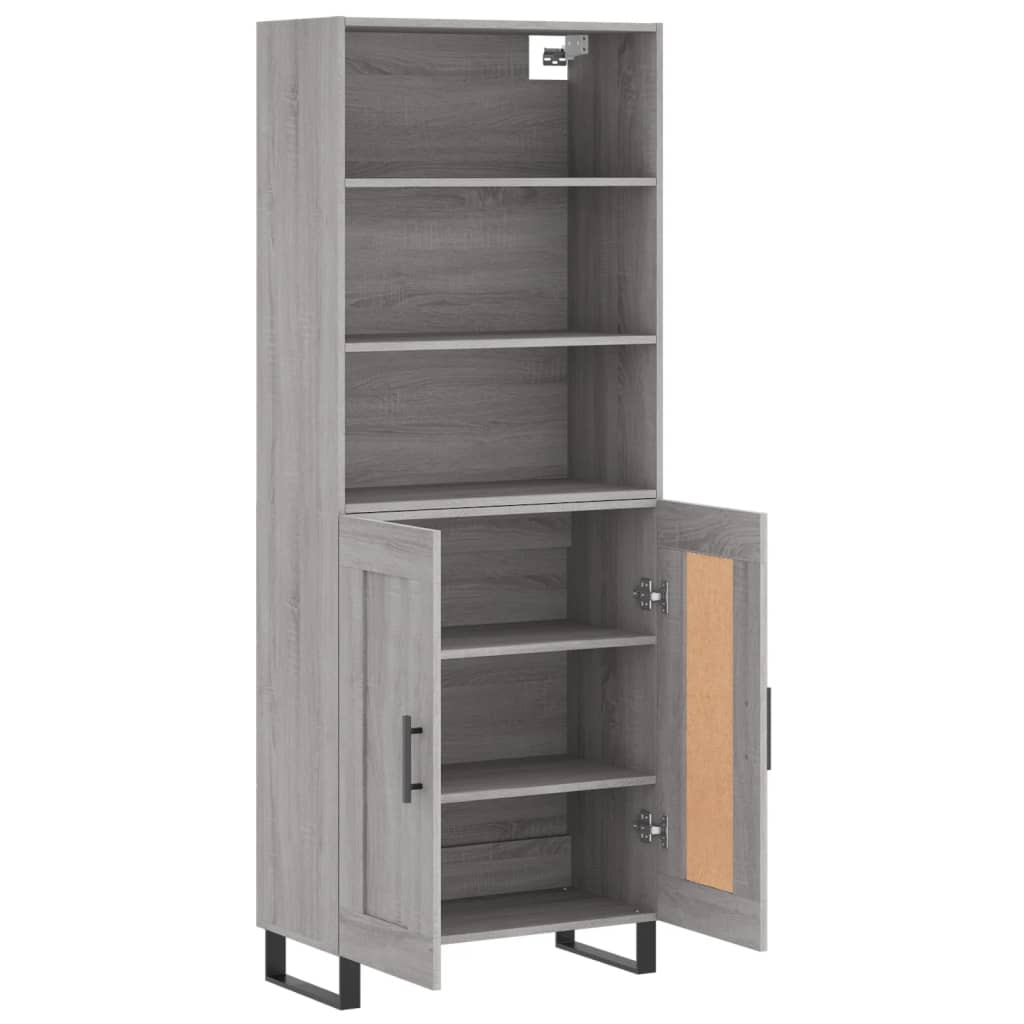 Hoge kast 69,5x34x180 cm bewerkt hout grijs sonoma eikenkleurig