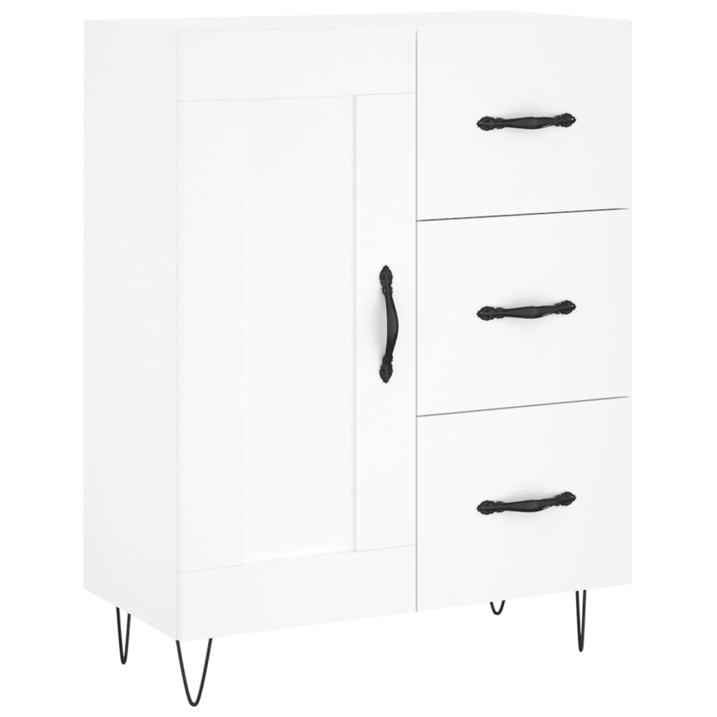 Hoge kast 69,5x34x180 cm bewerkt hout wit