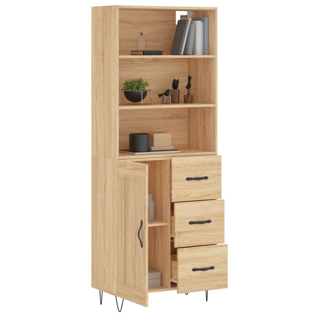Hoge kast 69,5x34x180 cm bewerkt hout sonoma eikenkleurig