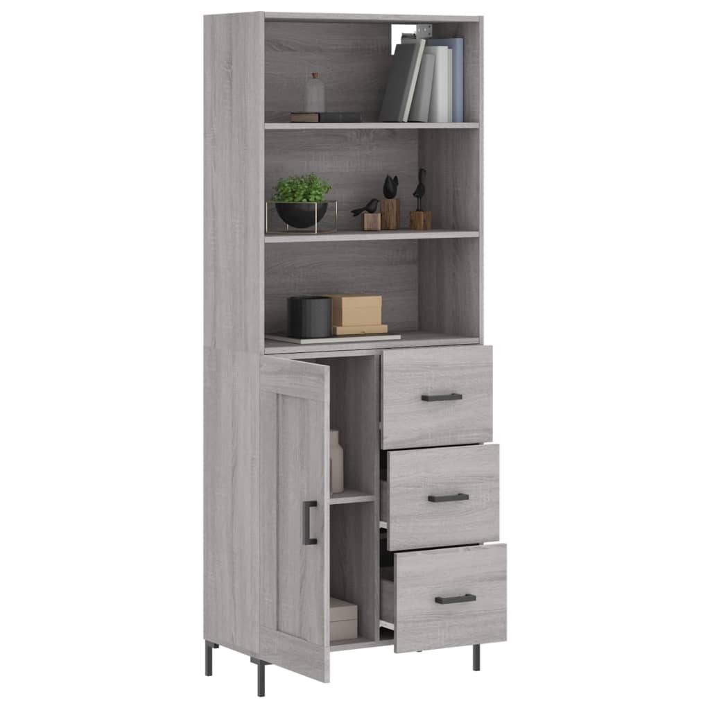 Hoge kast 69,5x34x180 cm bewerkt hout grijs sonoma eikenkleurig