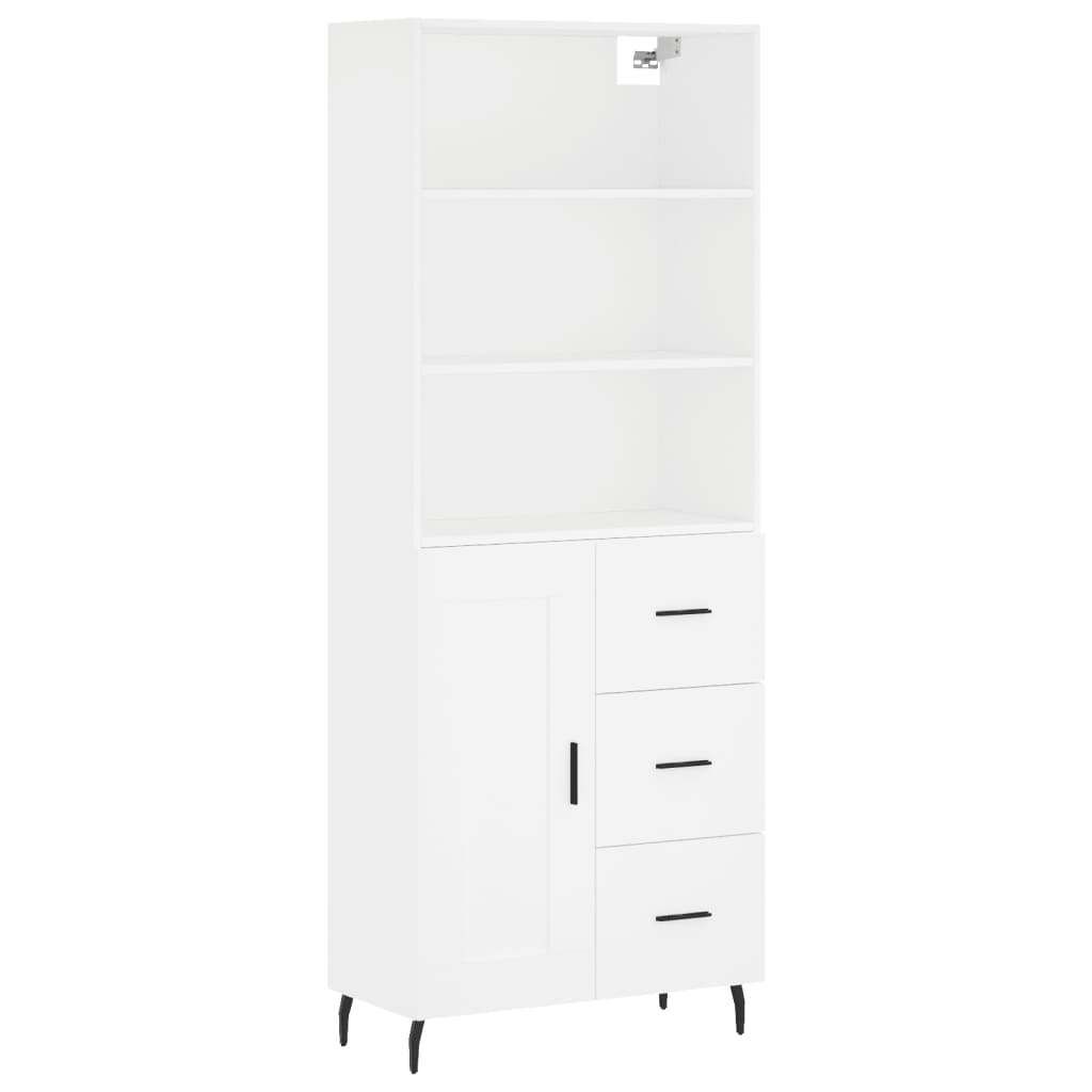 Hoge kast 69,5x34x180 cm bewerkt hout wit