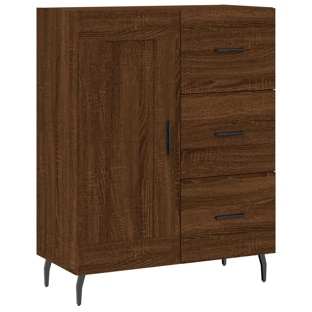 Hoge kast 69,5x34x180 cm bewerkt hout bruin eikenkleur