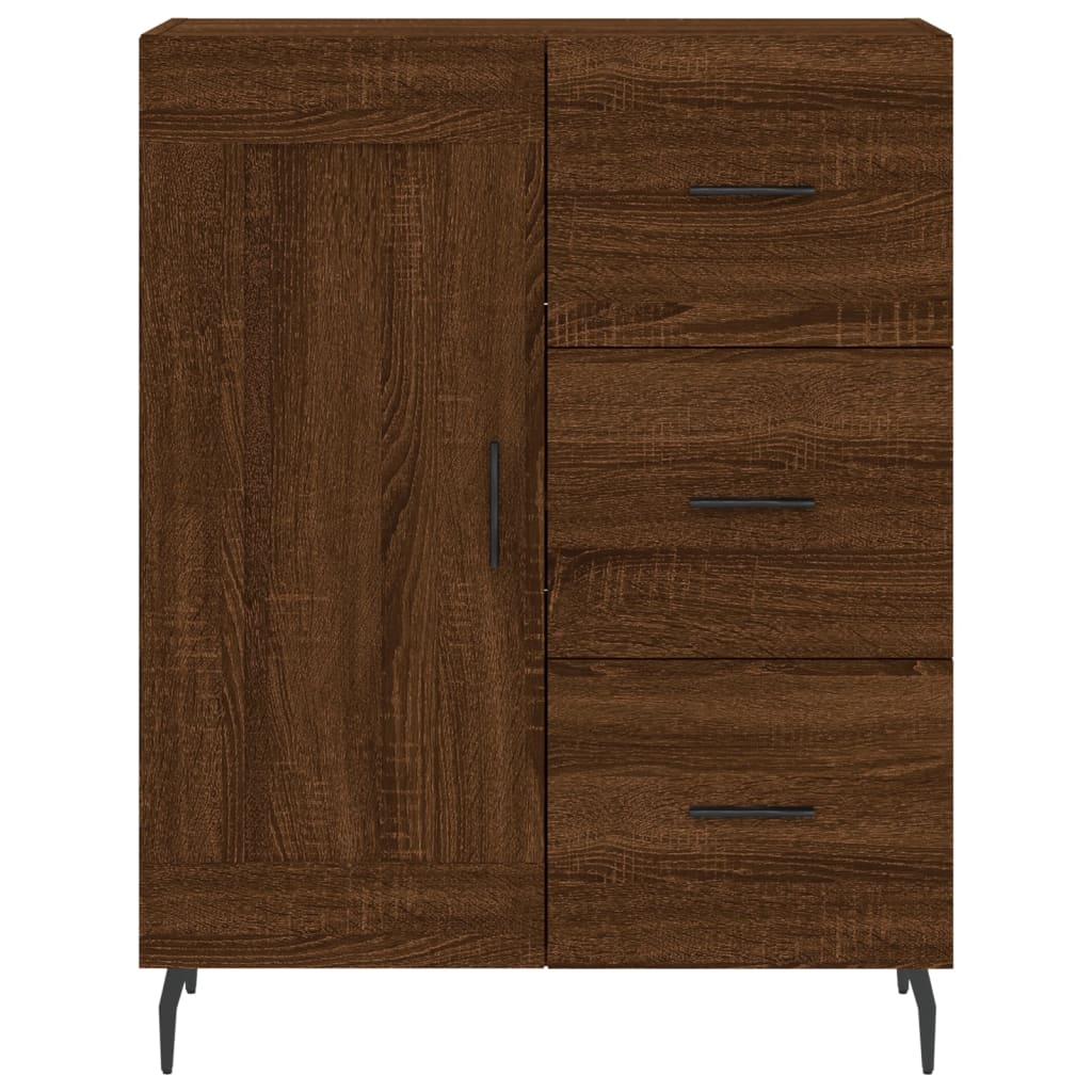 Hoge kast 69,5x34x180 cm bewerkt hout bruin eikenkleur