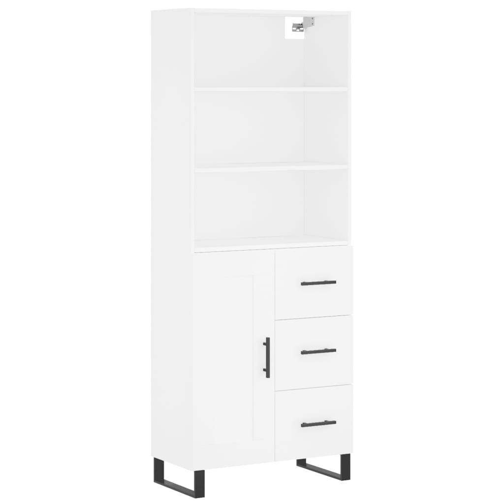 Hoge kast 69,5x34x180 cm bewerkt hout wit