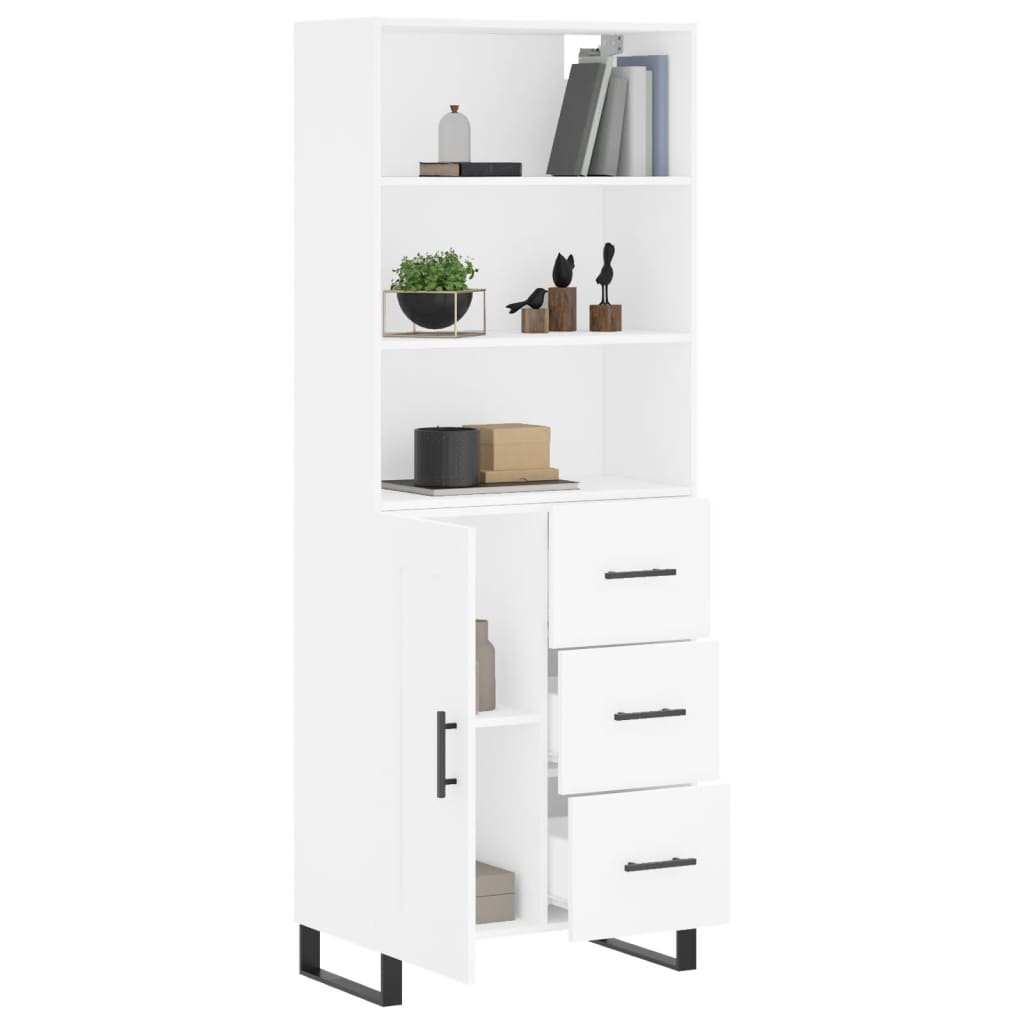 Hoge kast 69,5x34x180 cm bewerkt hout wit