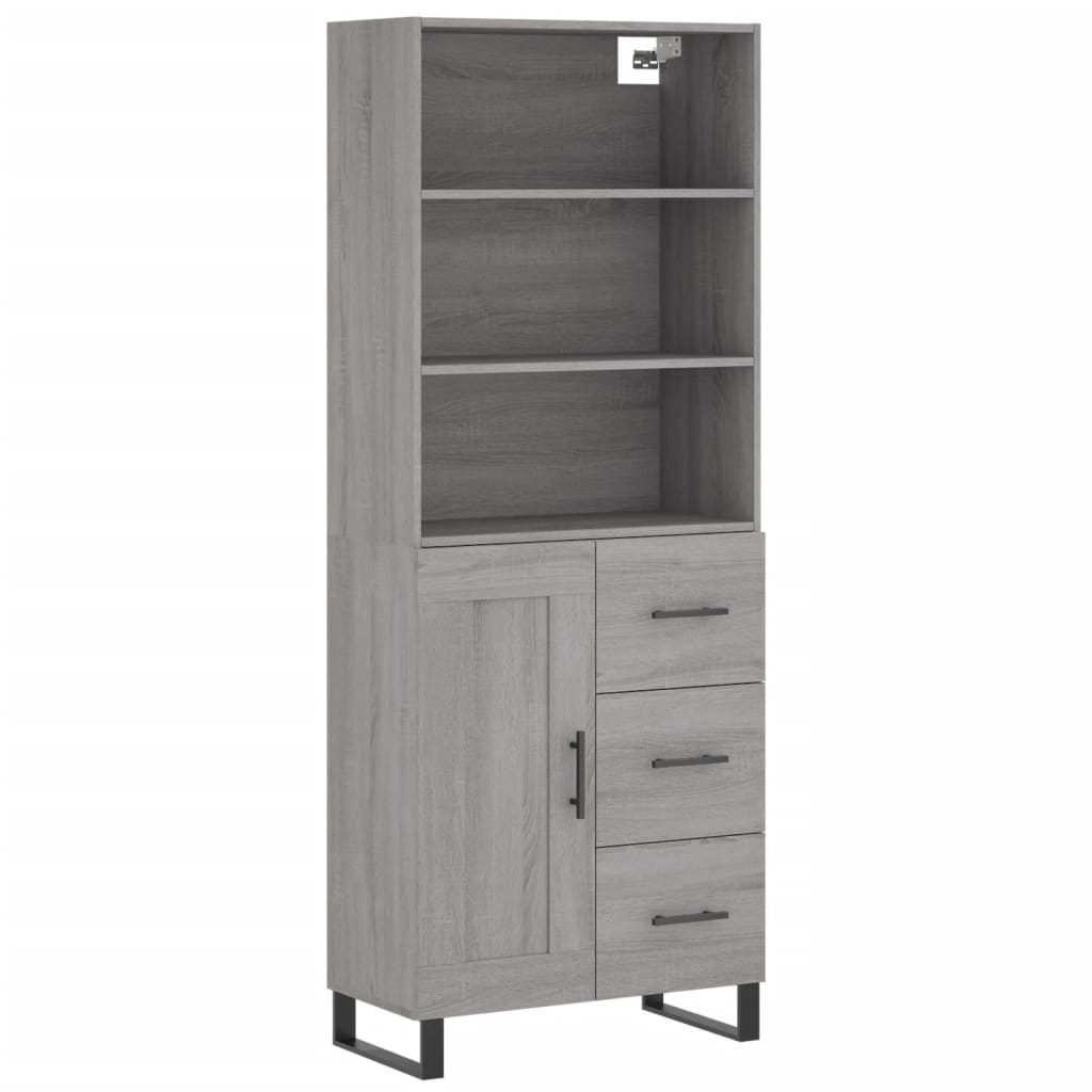 Hoge kast 69,5x34x180 cm bewerkt hout grijs sonoma eikenkleurig