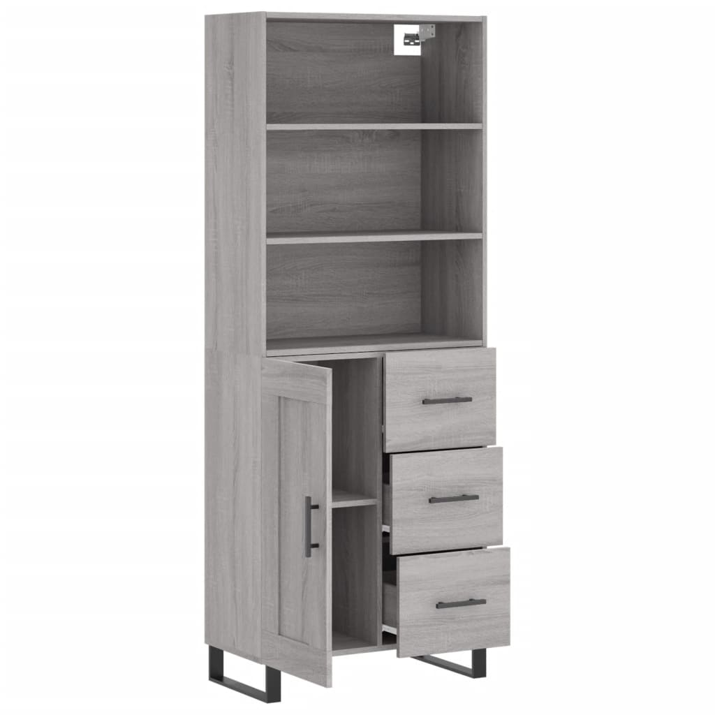 Hoge kast 69,5x34x180 cm bewerkt hout grijs sonoma eikenkleurig