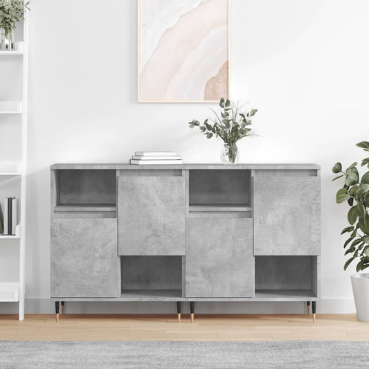 Dressoirs 2 st bewerkt hout betongrijs