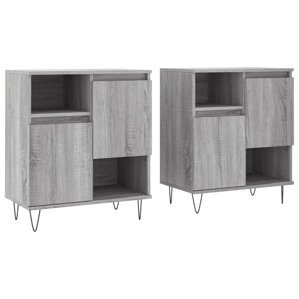 Dressoirs 2 st bewerkt hout grijs sonoma eikenkleurig