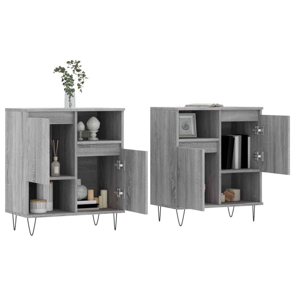 Dressoirs 2 st bewerkt hout grijs sonoma eikenkleurig