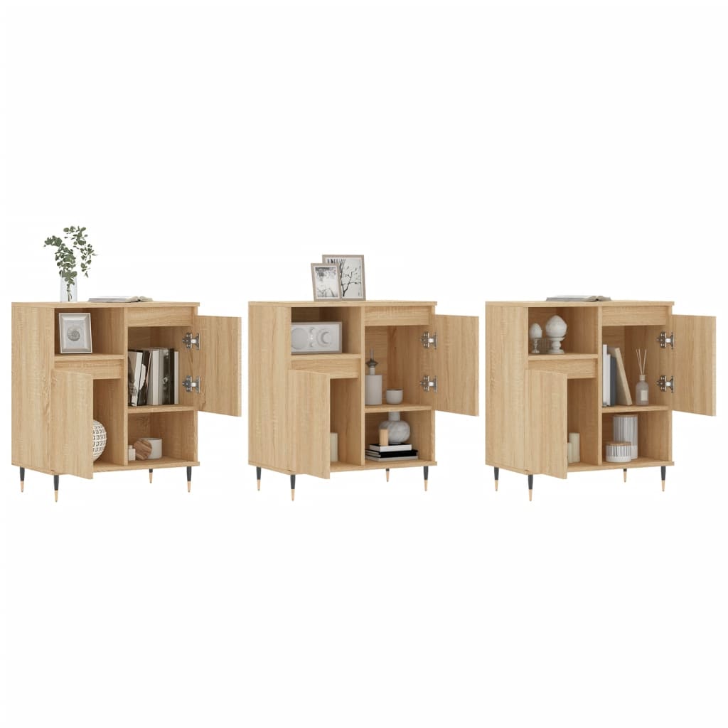 Dressoirs 3 st bewerkt hout sonoma eiken