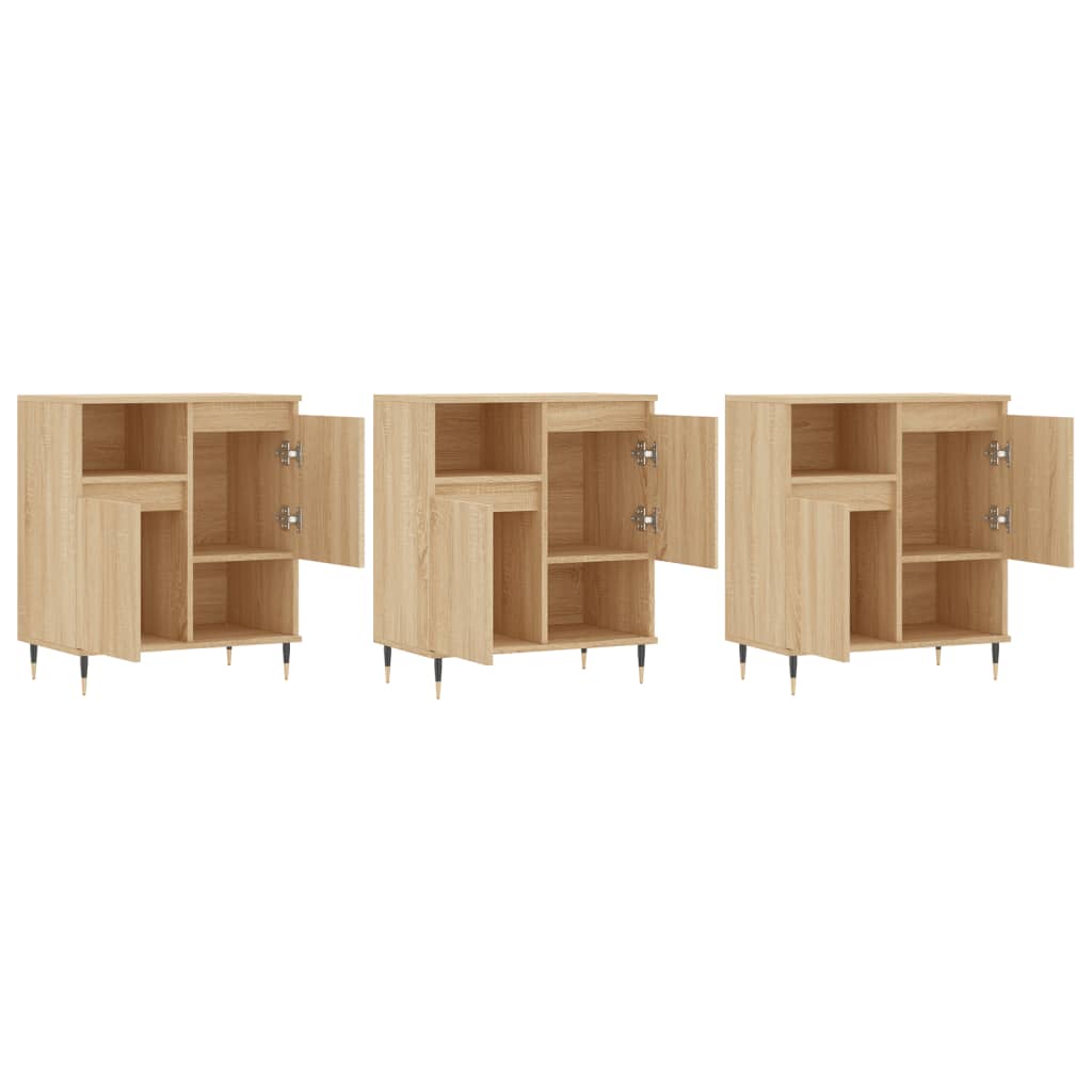 Dressoirs 3 st bewerkt hout sonoma eiken