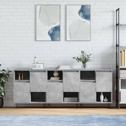 Dressoirs 3 st bewerkt hout betongrijs