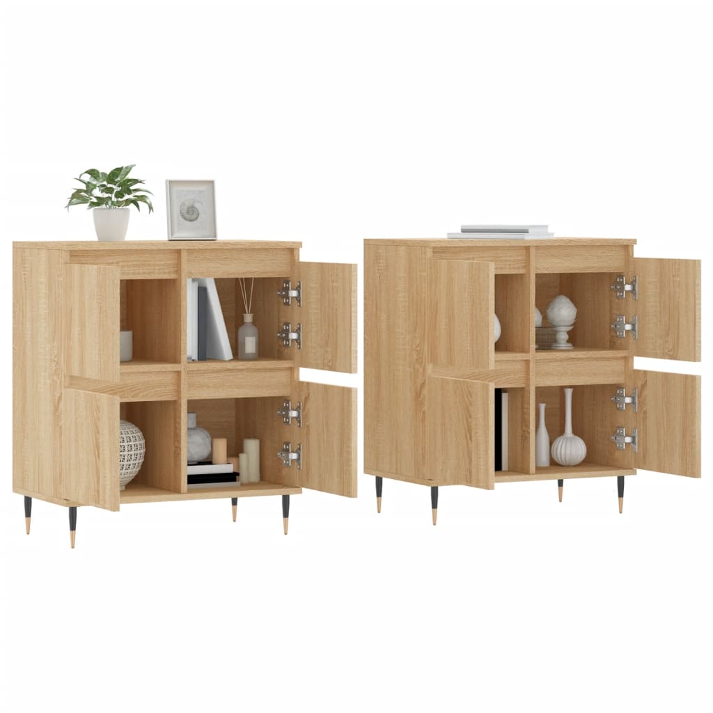Dressoirs 2 st bewerkt hout sonoma eikenkleurig