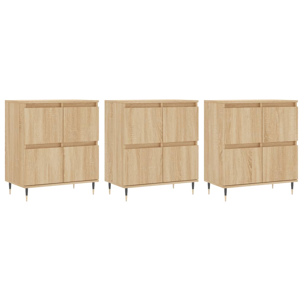 Dressoirs 3 st bewerkt hout sonoma eiken