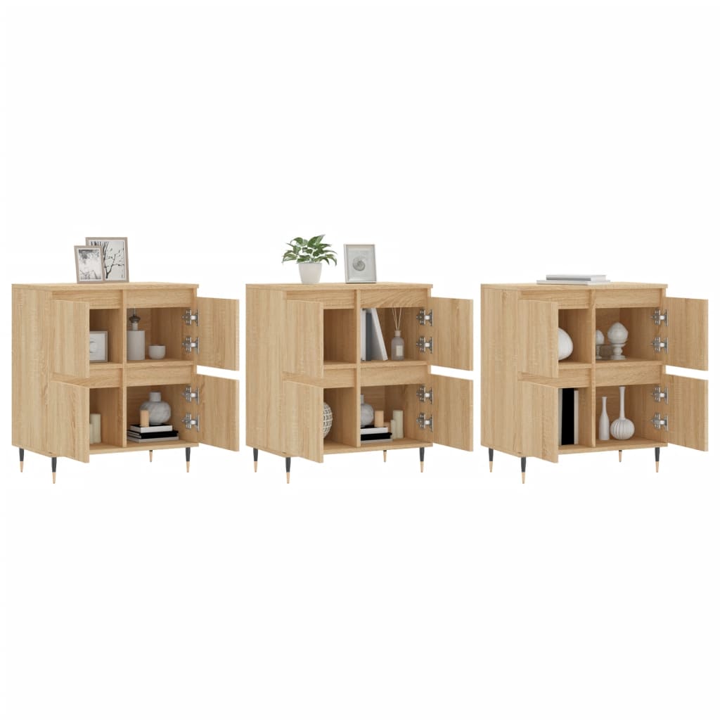 Dressoirs 3 st bewerkt hout sonoma eiken