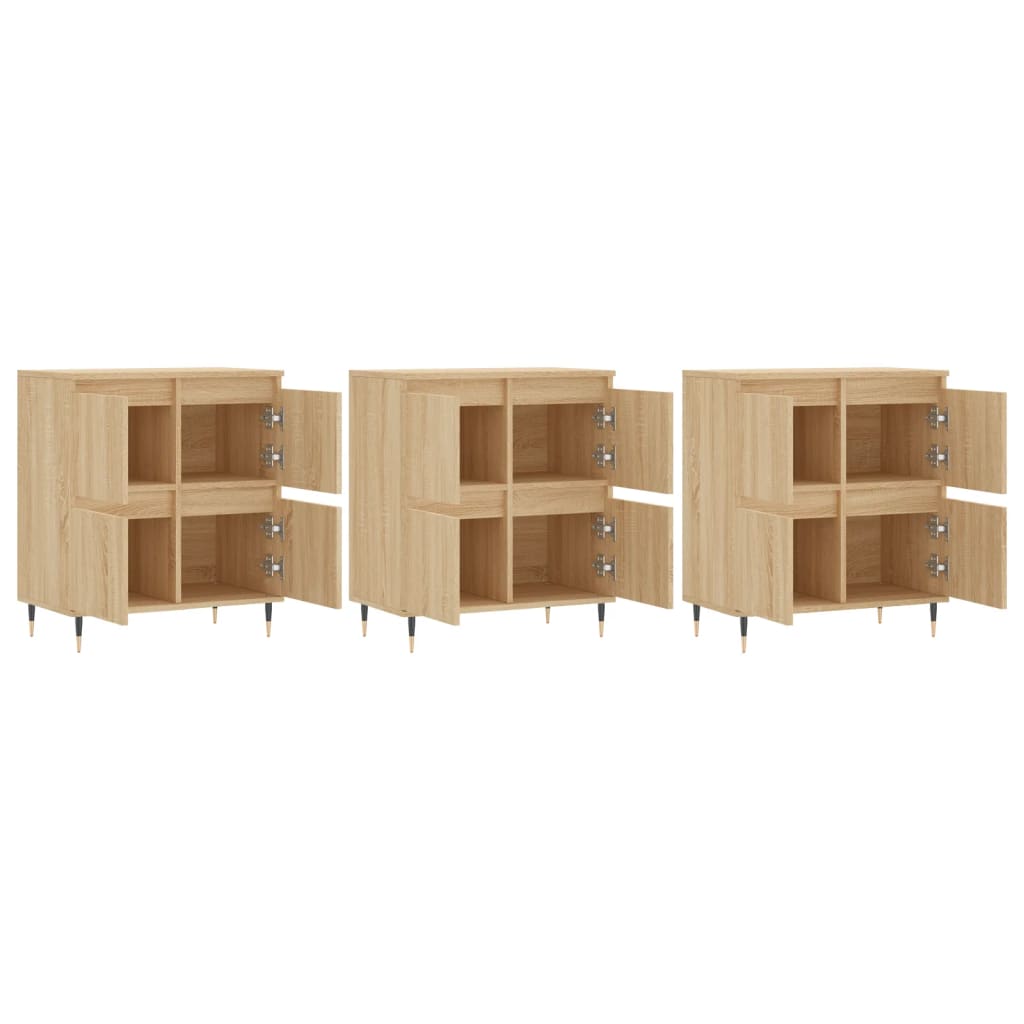 Dressoirs 3 st bewerkt hout sonoma eiken
