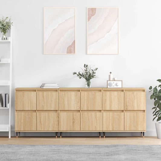 Dressoirs 3 st bewerkt hout sonoma eiken