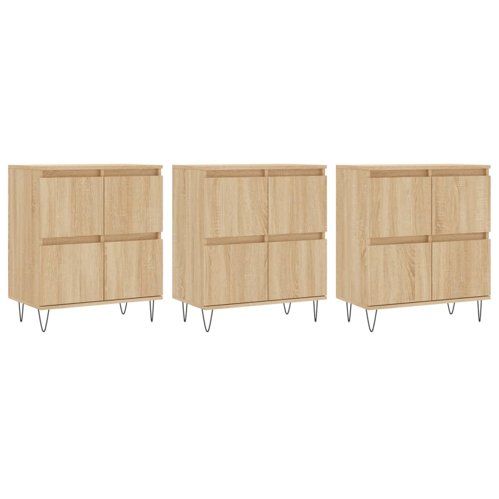 Dressoirs 3 st bewerkt hout sonoma eiken