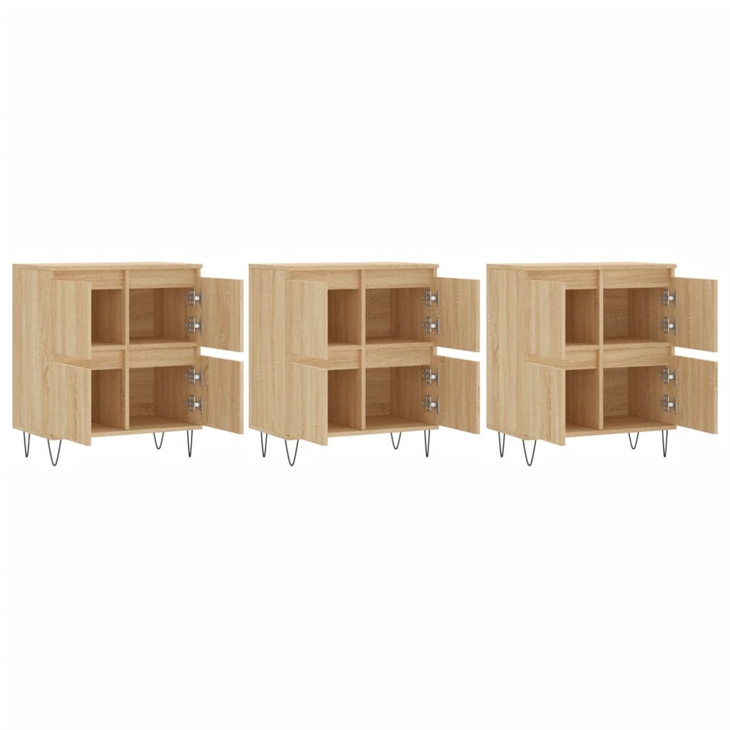 Dressoirs 3 st bewerkt hout sonoma eiken