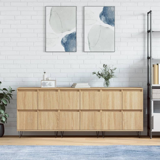 Dressoirs 3 st bewerkt hout sonoma eiken