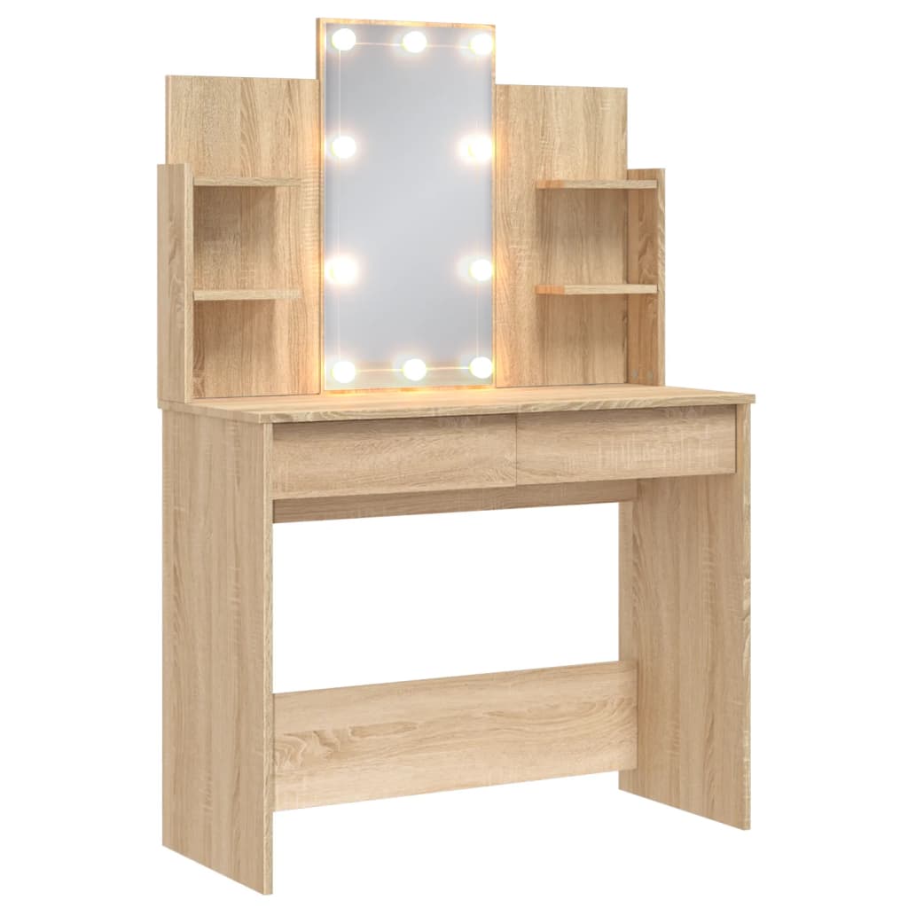 Kaptafel met LED-verlichting 96x40x142 cm sonoma eikenkleurig
