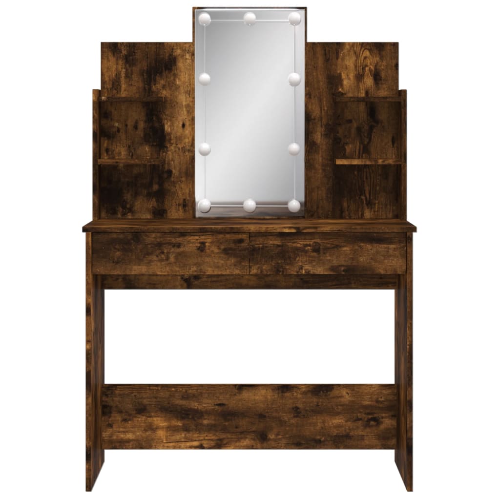 Kaptafel met LED-verlichting 96x40x142 cm gerookt eikenkleurig