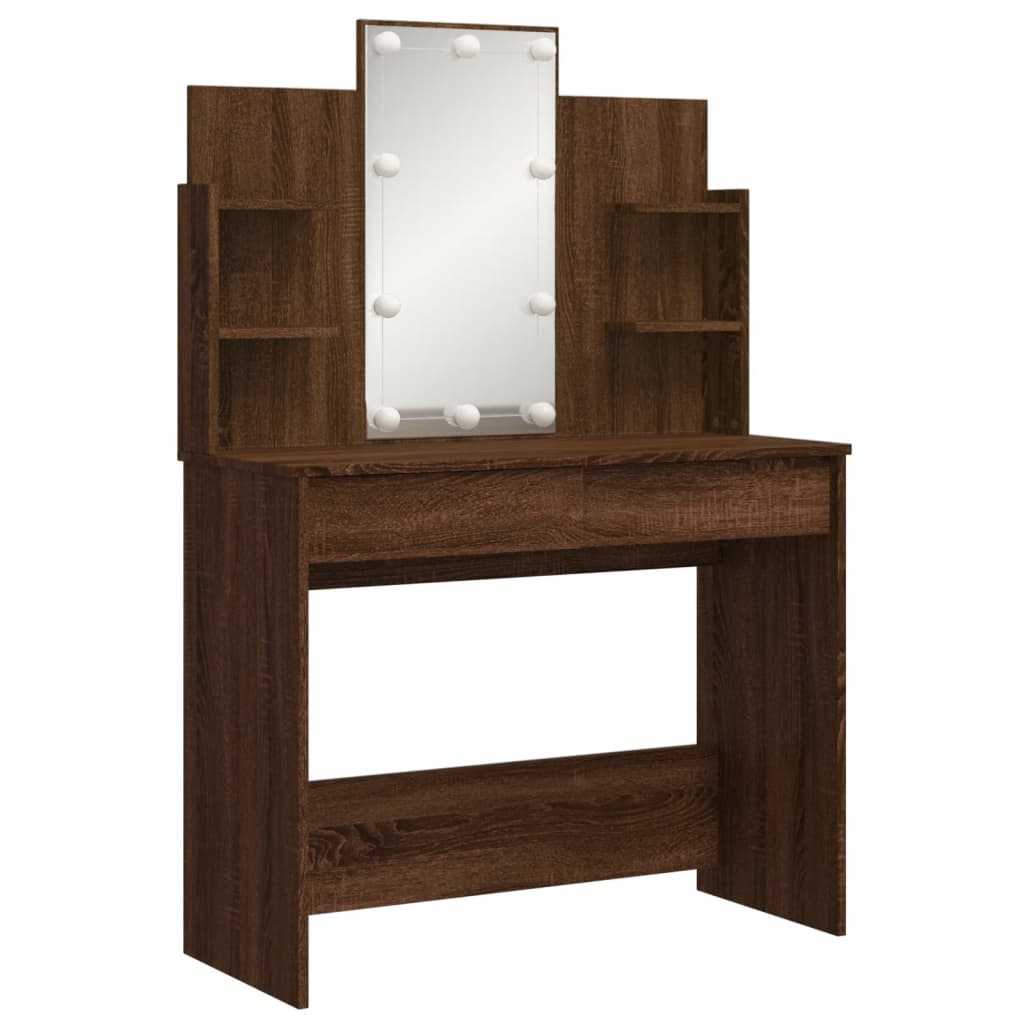 Kaptafel met LED-verlichting 96x40x142 cm bruin eikenkleur