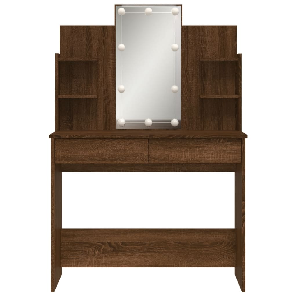Kaptafel met LED-verlichting 96x40x142 cm bruin eikenkleur
