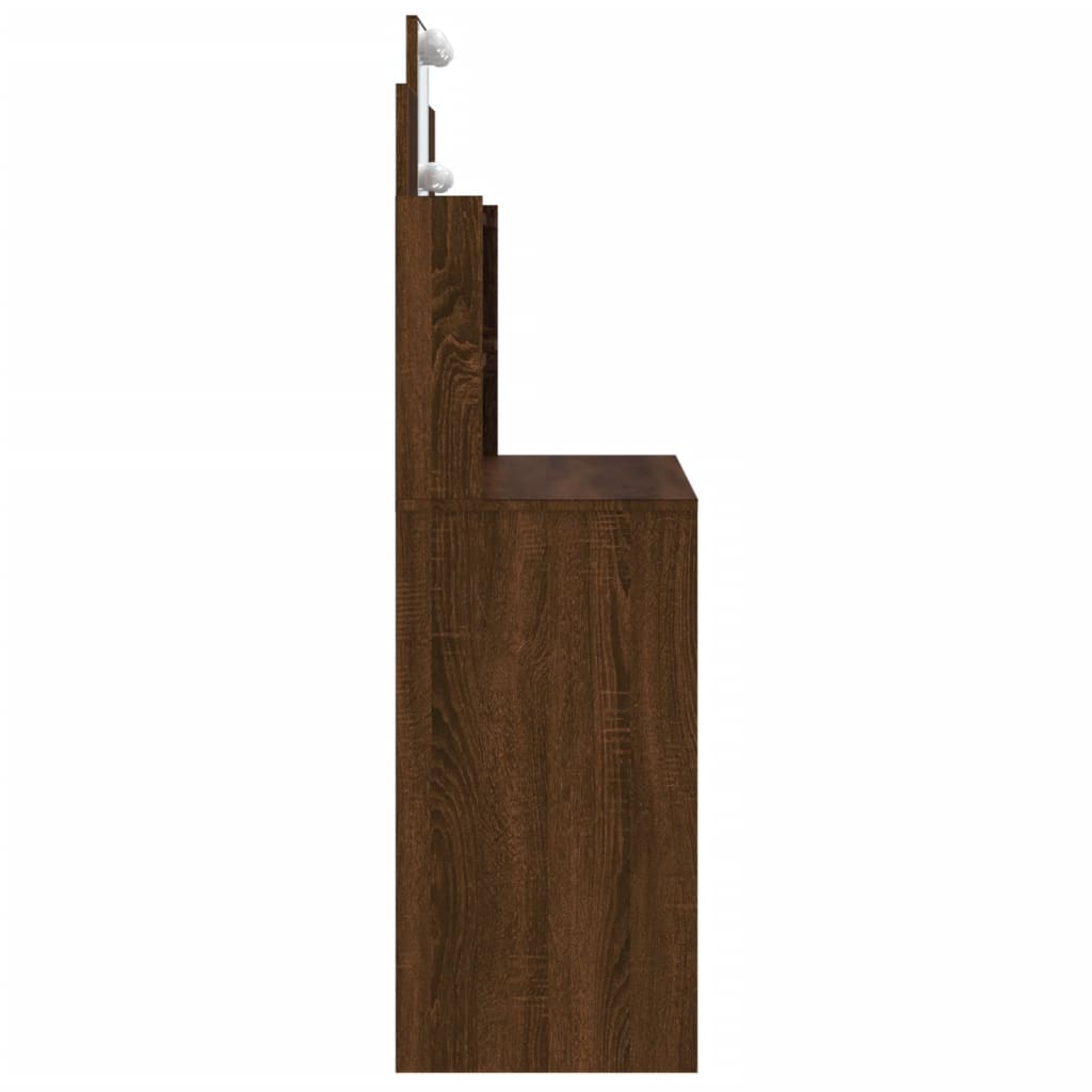 Kaptafel met LED-verlichting 96x40x142 cm bruin eikenkleur