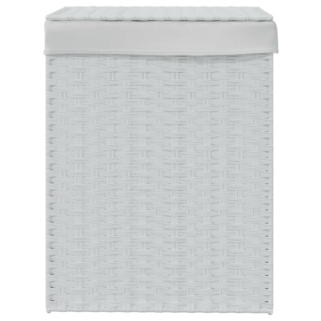 Wasmand met deksel 46x33x60 cm poly rattan wit