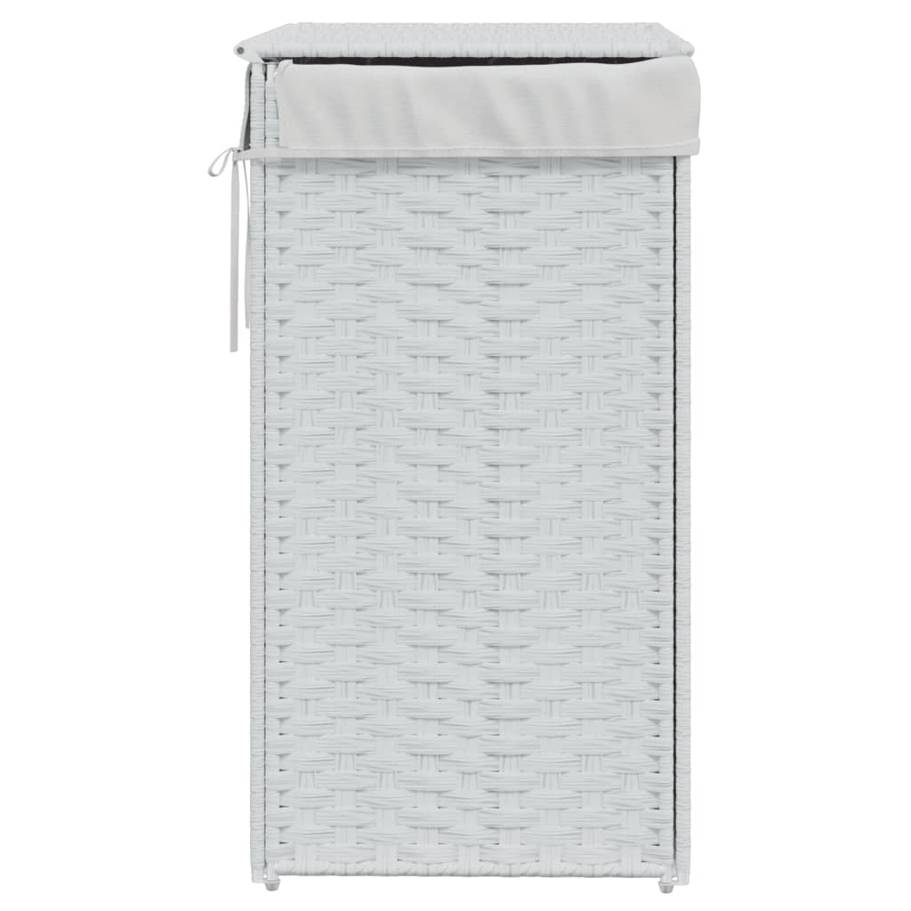 Wasmand met deksel 46x33x60 cm poly rattan wit