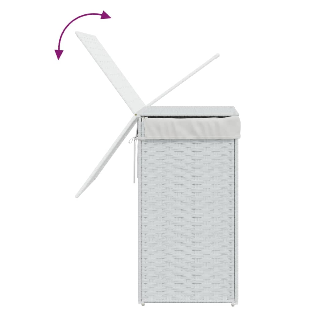 Wasmand met deksel 46x33x60 cm poly rattan wit