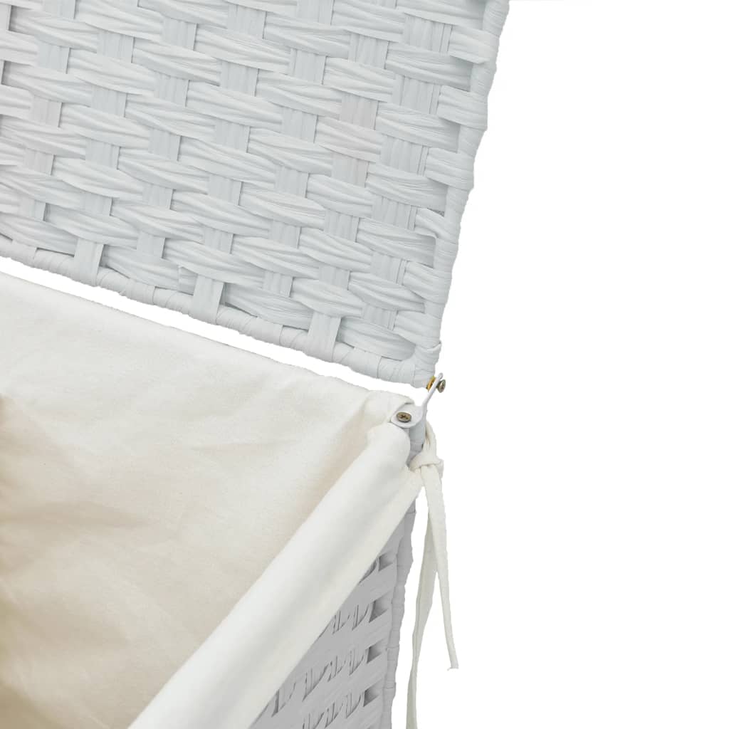 Wasmand met deksel 46x33x60 cm poly rattan wit