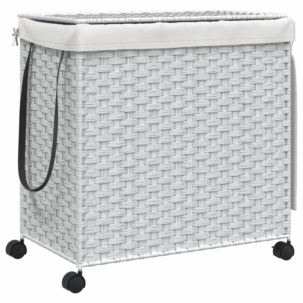 Wasmand op wielen 60x35x60,5 cm rattan wit