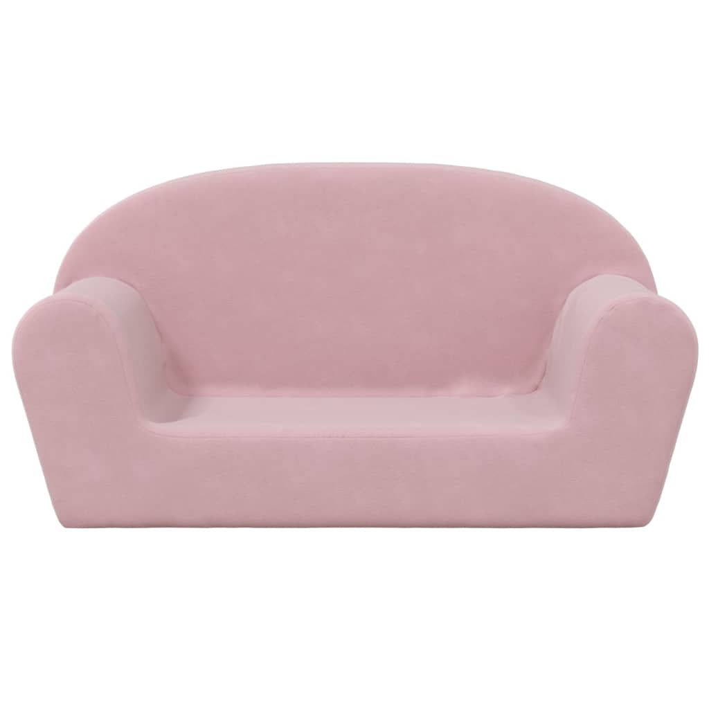 Kinderbank 2-zits zacht pluche roze