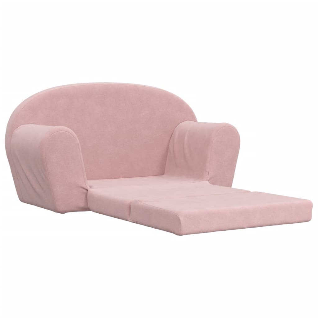 Kinderslaapbank 2-zits zacht pluche roze