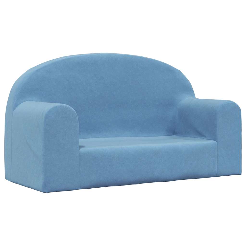 Kinderbank 2-zits zacht pluche blauw