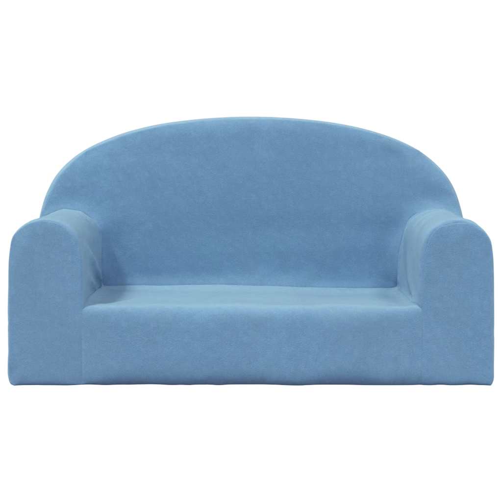 Kinderbank 2-zits zacht pluche blauw