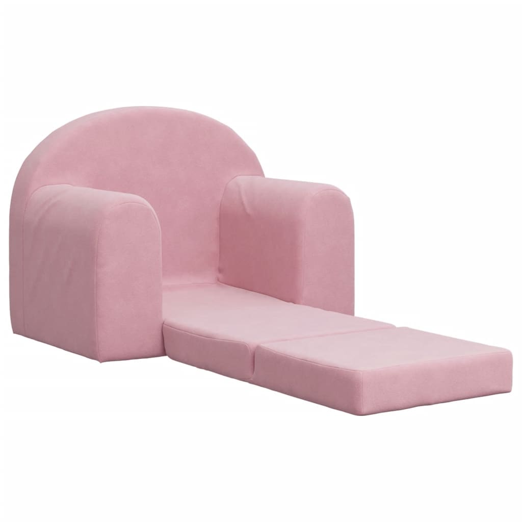 Kinderslaapbank zacht pluche roze