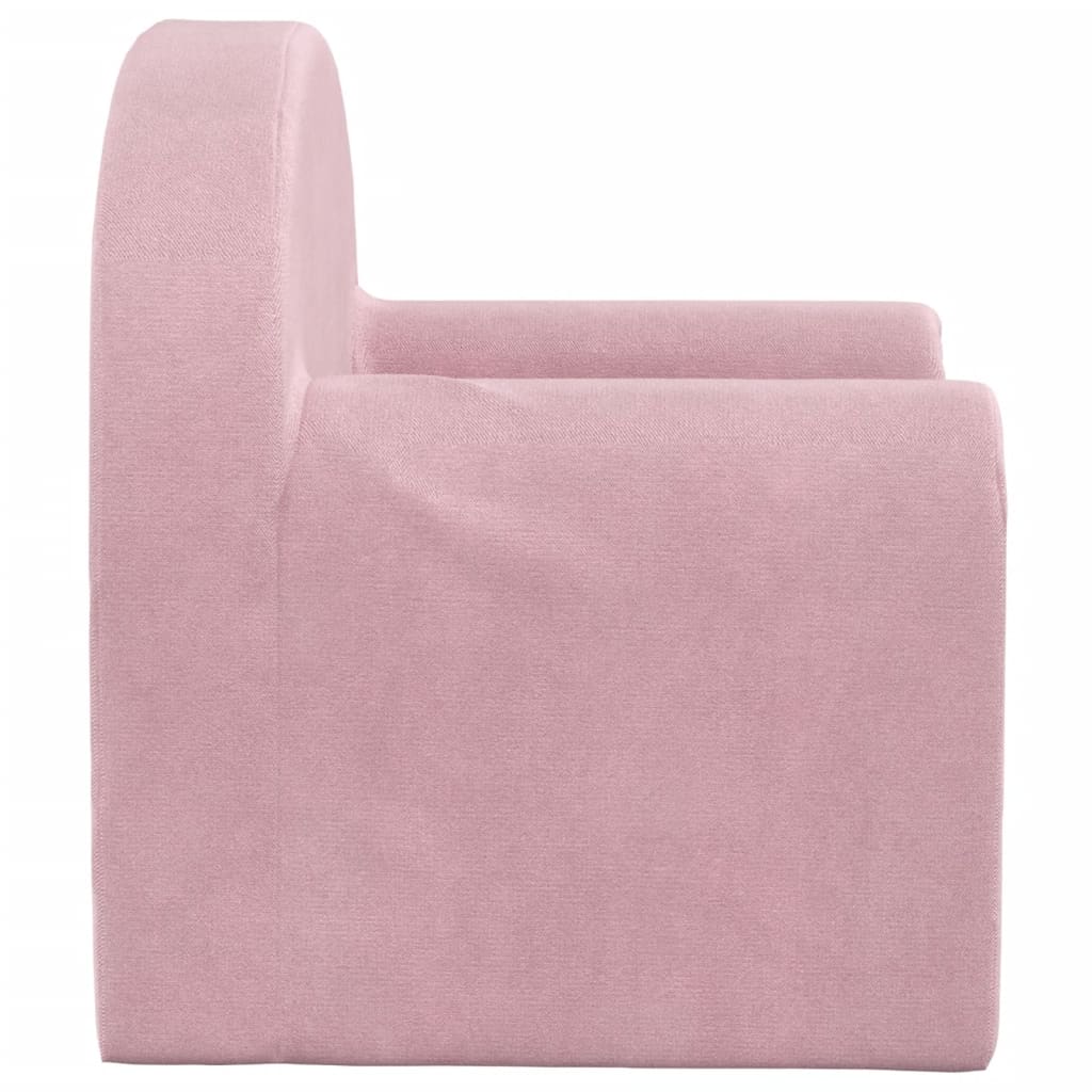 Kinderslaapbank zacht pluche roze