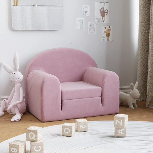 Kinderslaapbank zacht pluche roze