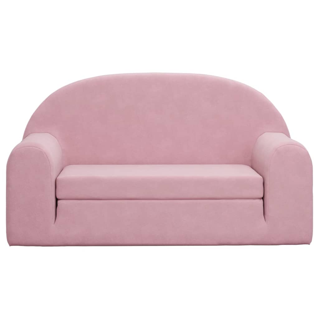 Kinderslaapbank 2-zits zacht pluche roze