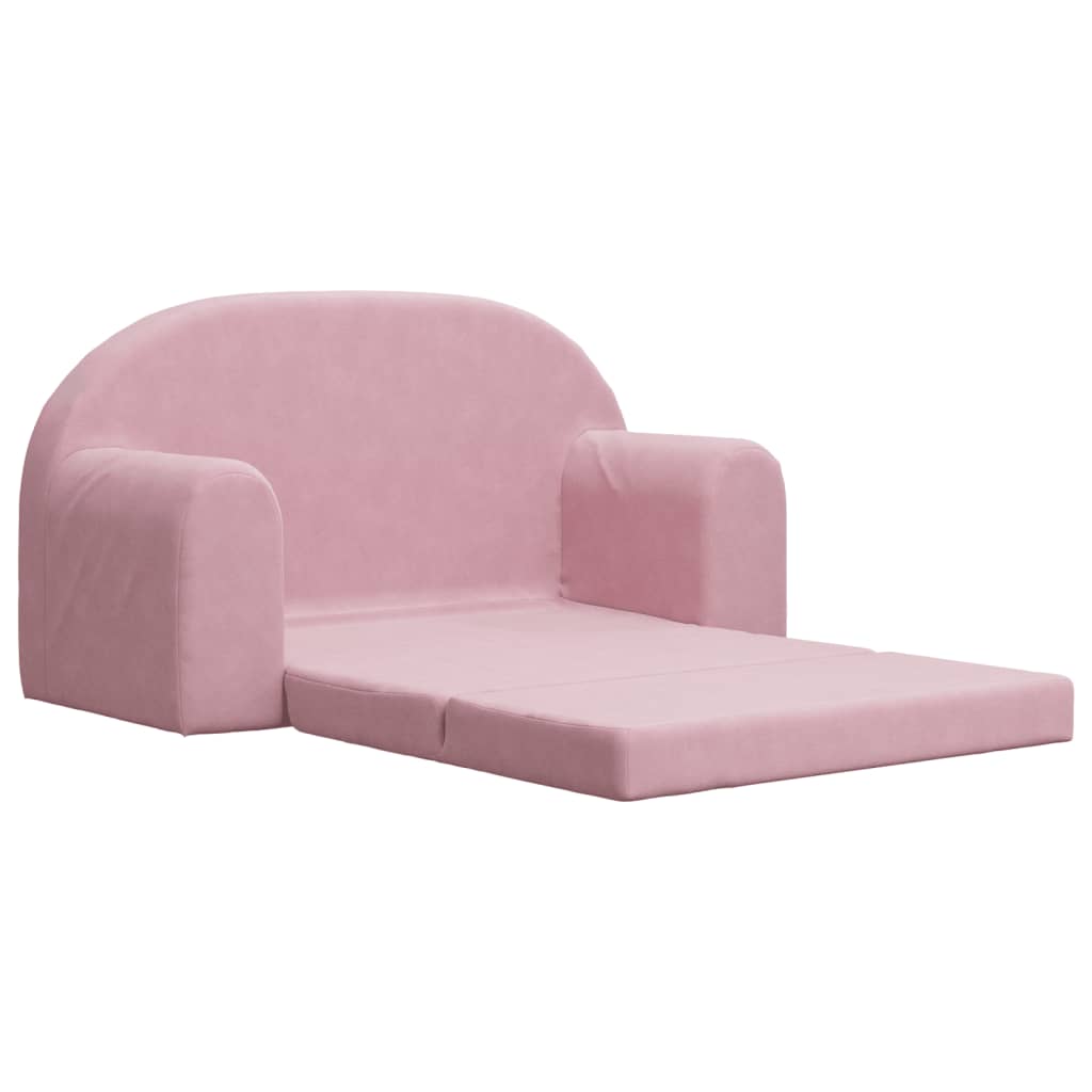 Kinderslaapbank 2-zits zacht pluche roze