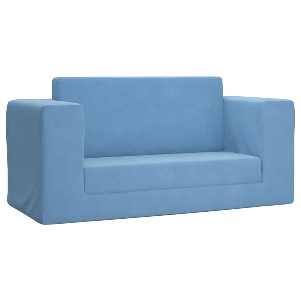 Kinderslaapbank 2-zits zacht pluche blauw