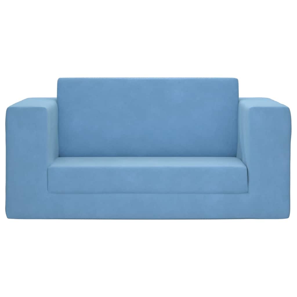 Kinderslaapbank 2-zits zacht pluche blauw